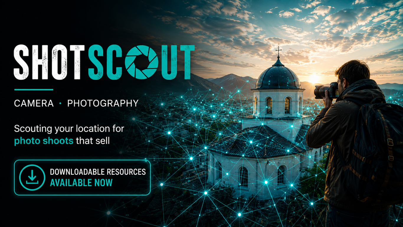 ShotScout — identifies opportunities for localised, high-value photo shoots for stock assets wherever you are, adapted specifically for those using DSLR or mirrorless cameras.